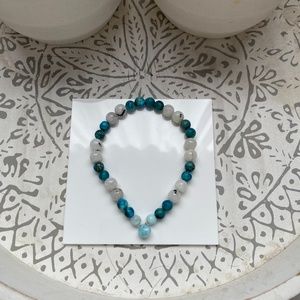 African Turquoise and White Moonstone beaded bracelet * 6 mm